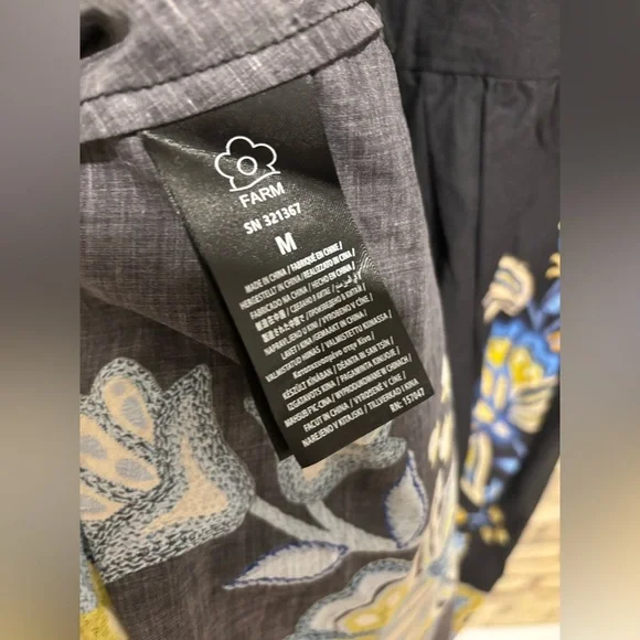 new Farm Rio stitched garden black floral midi long sleeve dress - Picture 8 of 8